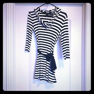 White House Black Market black striped tunic