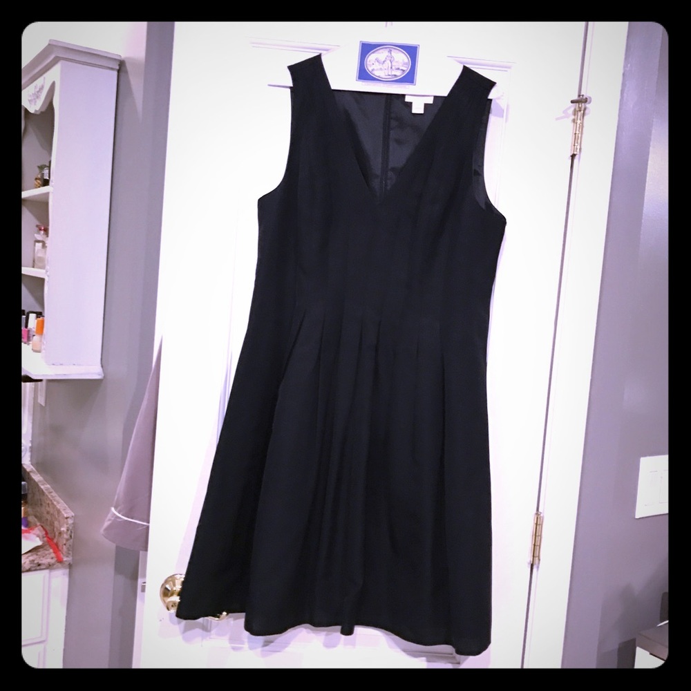 JCrew V-neck A-line dress in Black Faille