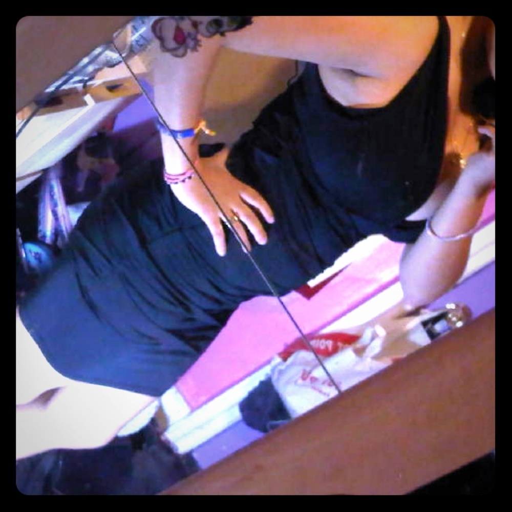 Black v-neck mini dress