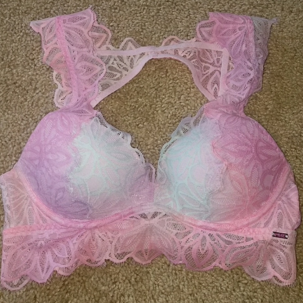 Lace open back bra