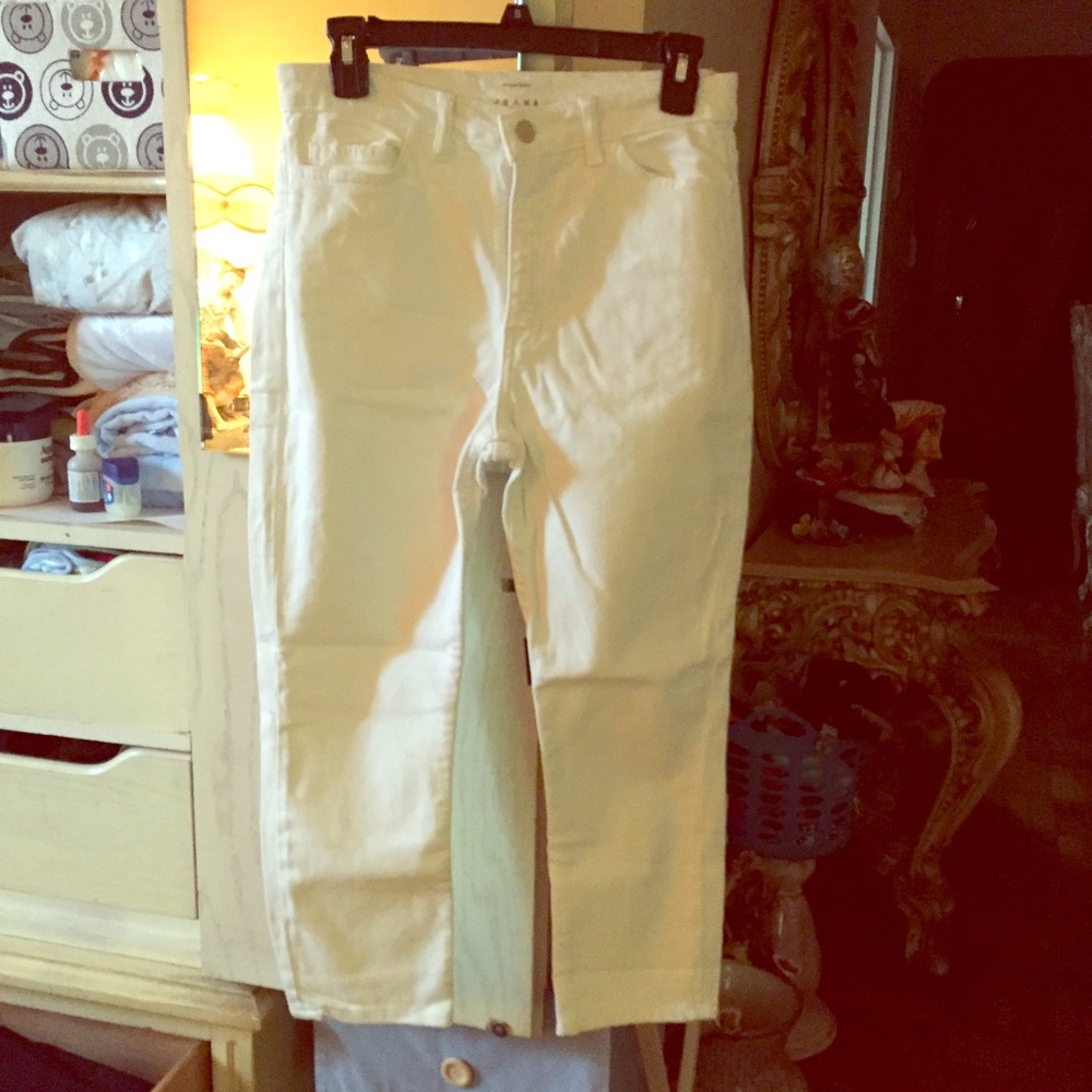 American Apparel white high waisted jeans