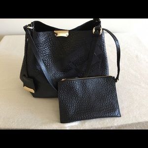 Burberry Sm Canter in Embossed Check Leather