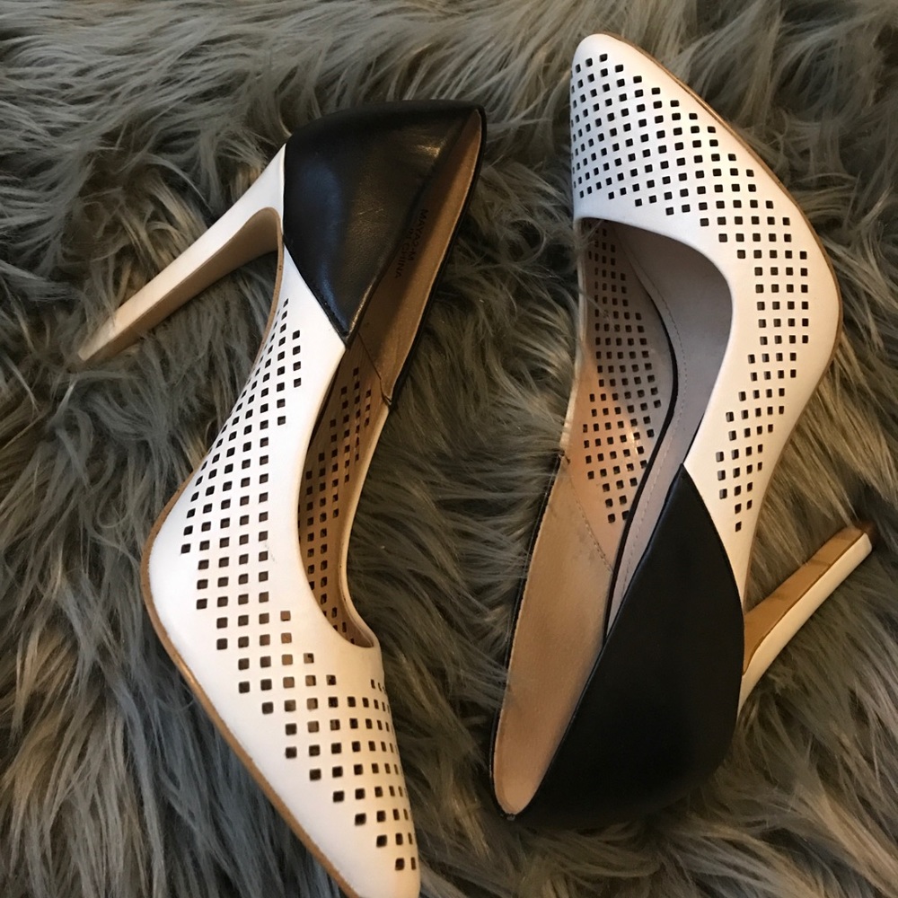 White and black French connection Pumps!