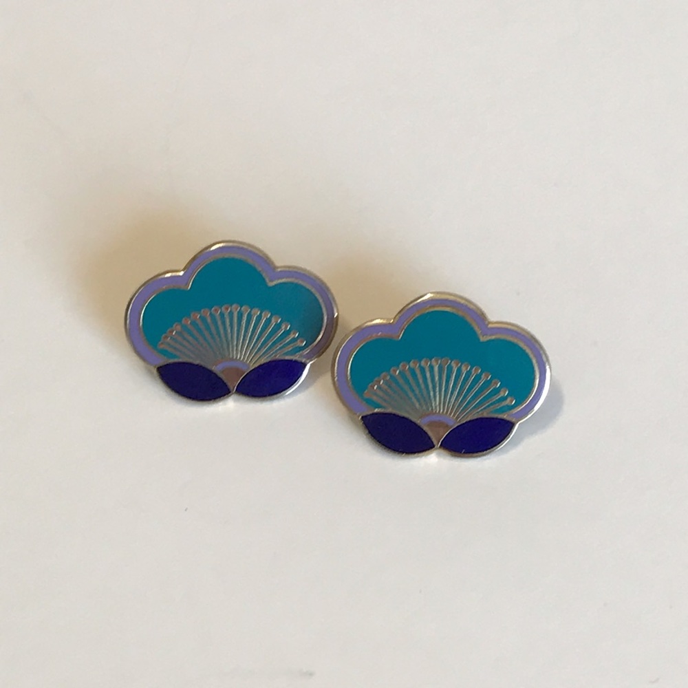 Laurel Burch Blue Lotus Flower Earrings/Studs