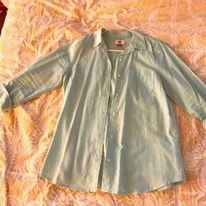 Old Navy Linen Button Down Shirt - Turquoise Sz S