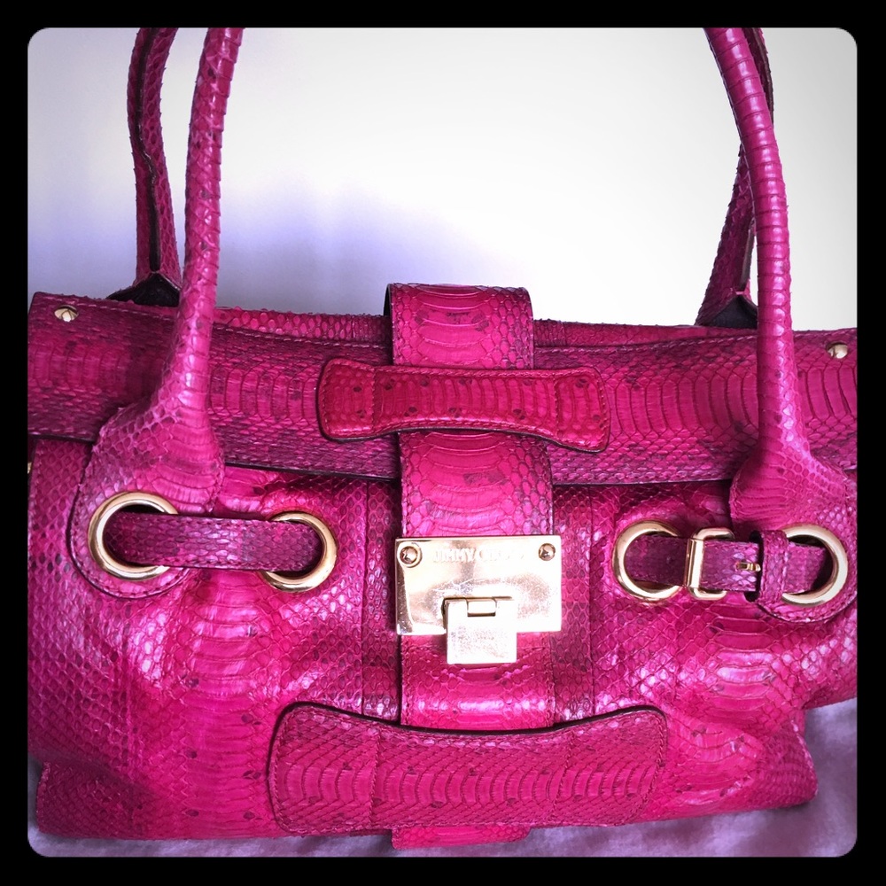 Jimmy Choo Python Fuchsia Satchel - image 1