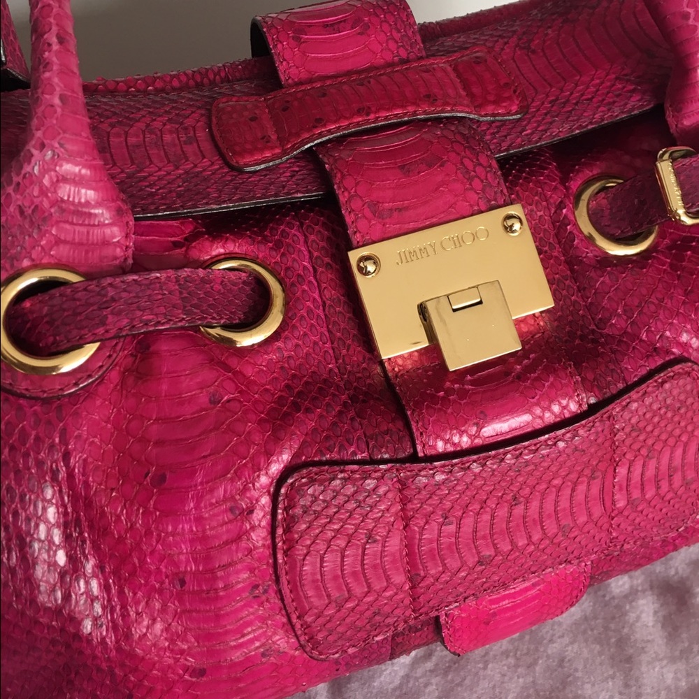 Jimmy Choo Python Fuchsia Satchel - image 3