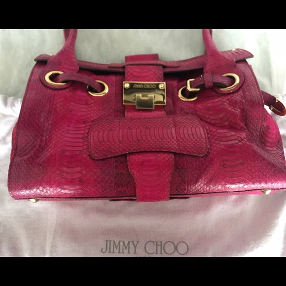 Jimmy Choo PYTHON Fuchsia Satchel - Picture 2 of 3