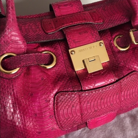 Jimmy Choo PYTHON Fuchsia Satchel - Picture 3 of 3