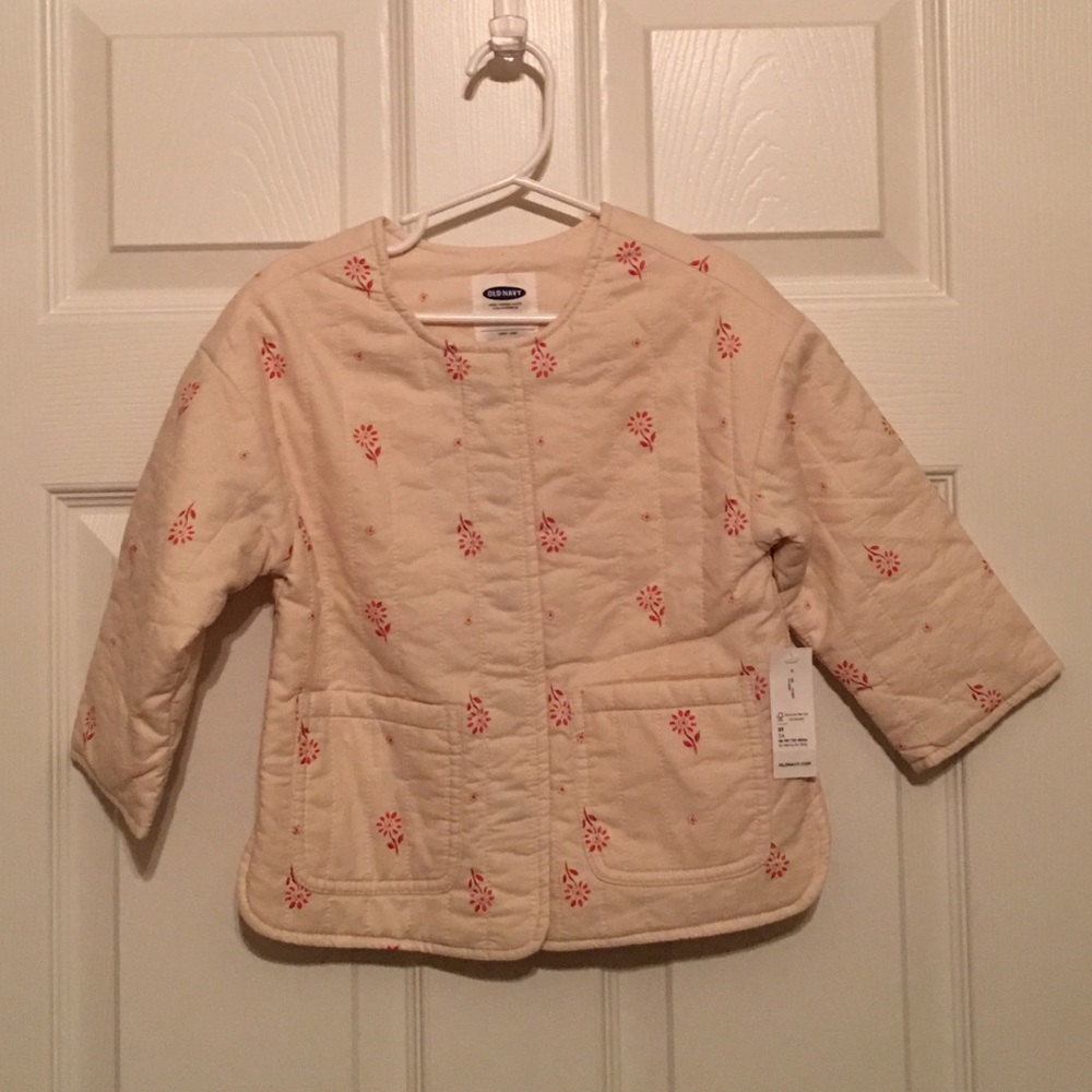 Old Navy Jacket-cream with coral flower print