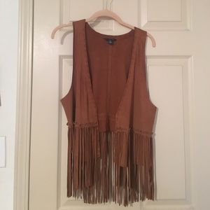 American Eagle fringe suede vest