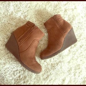Neutral Brown Wedge Ankle Booties