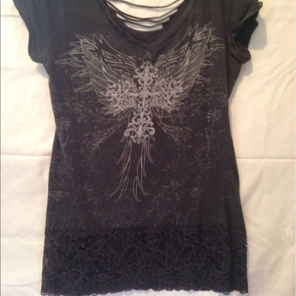 Gray Small Lacy T Shirt