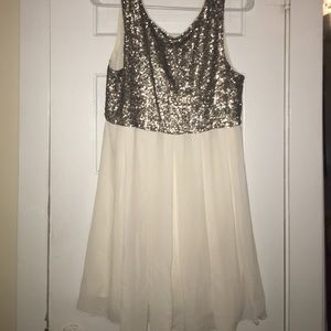 White and sliver party dress.