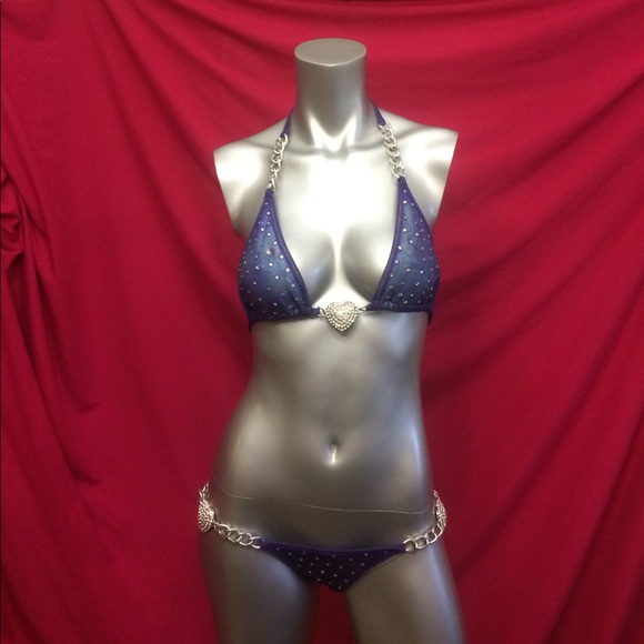 Purple Metallic Chain & Hearts Bikini - Picture 1 of 7