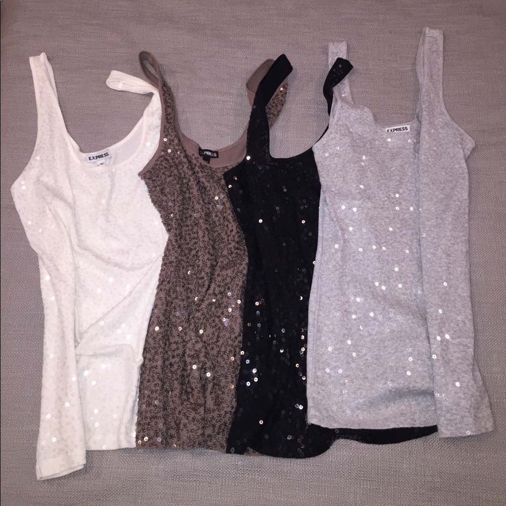 Gorgeous LOT of Express sequin tanks! Size M