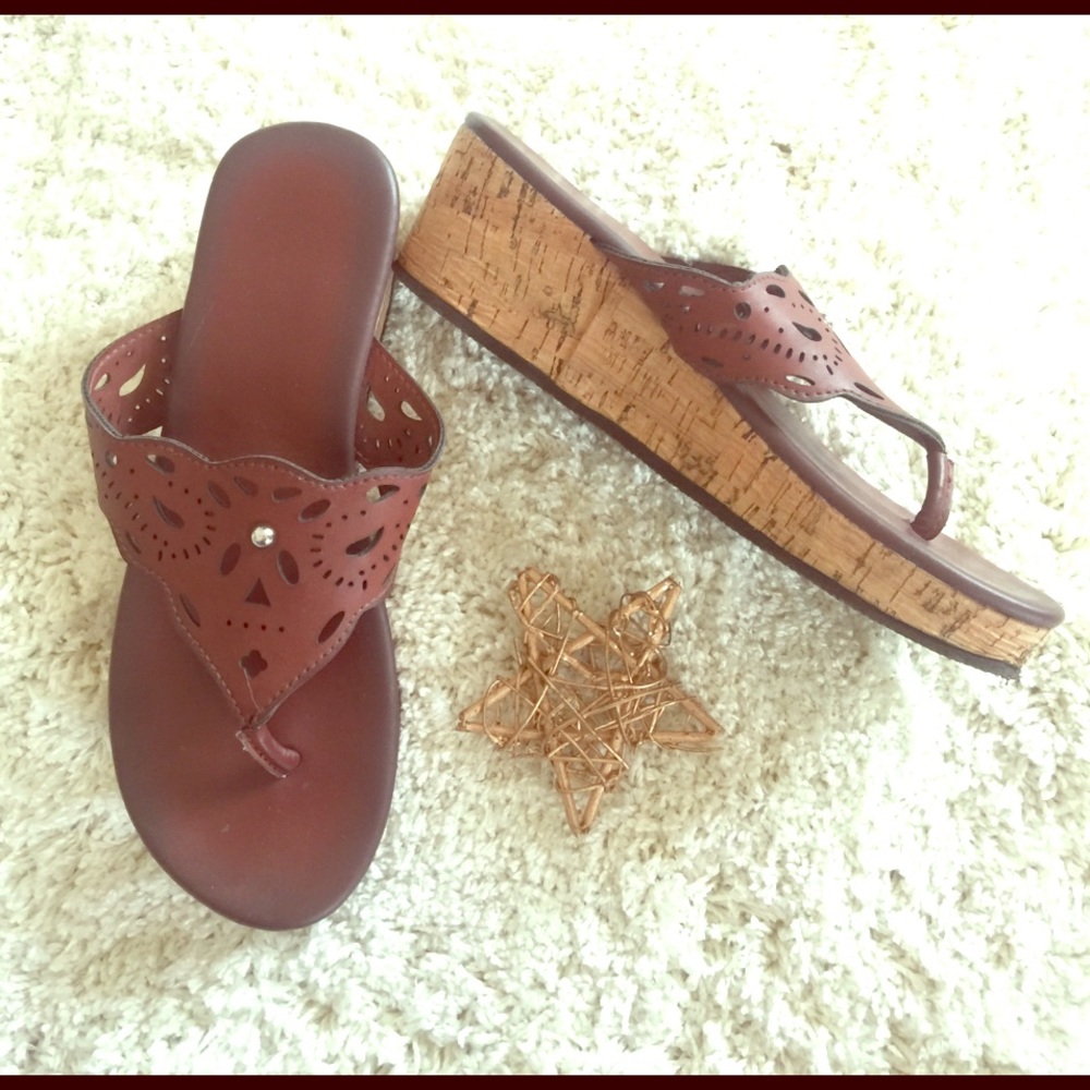 Like New Leather(?) Wedge Sandals