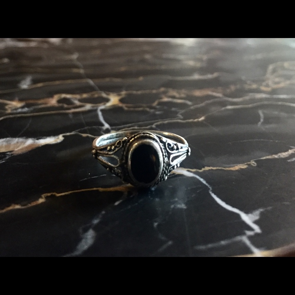Black stone ring