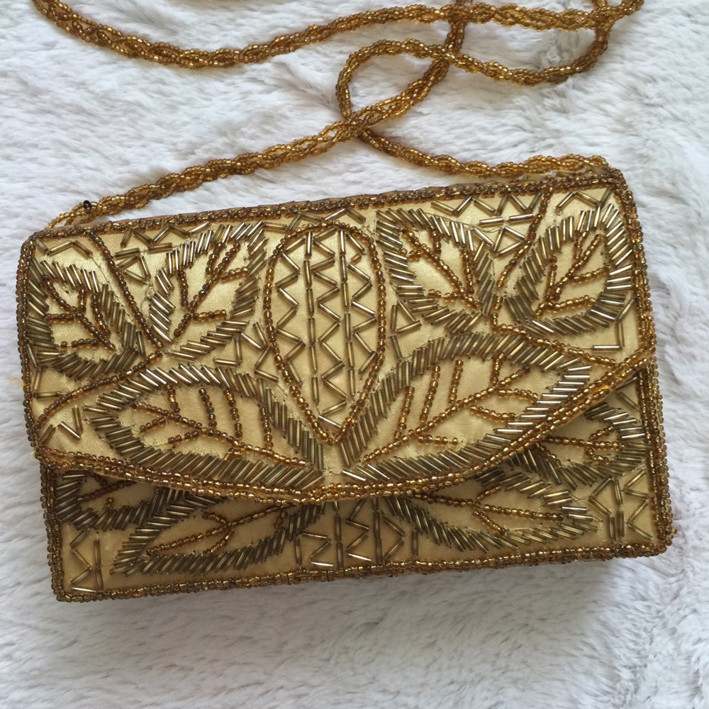 gold bead embellished mini Crossbody - Picture 2 of 8