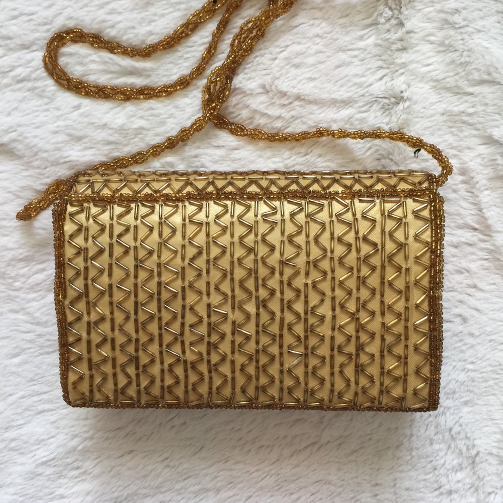 gold bead embellished mini Crossbody - Picture 3 of 8