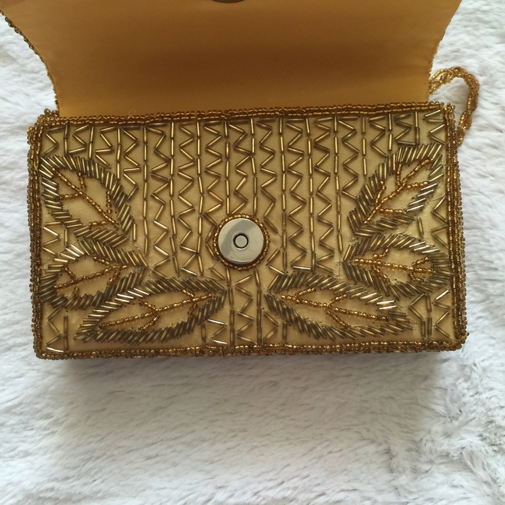 gold bead embellished mini Crossbody - Picture 5 of 8