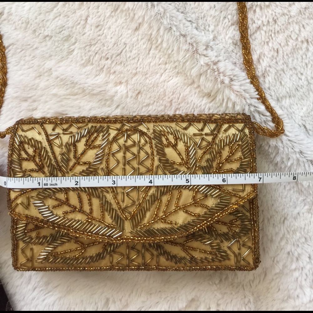 gold bead embellished mini Crossbody - Picture 7 of 8