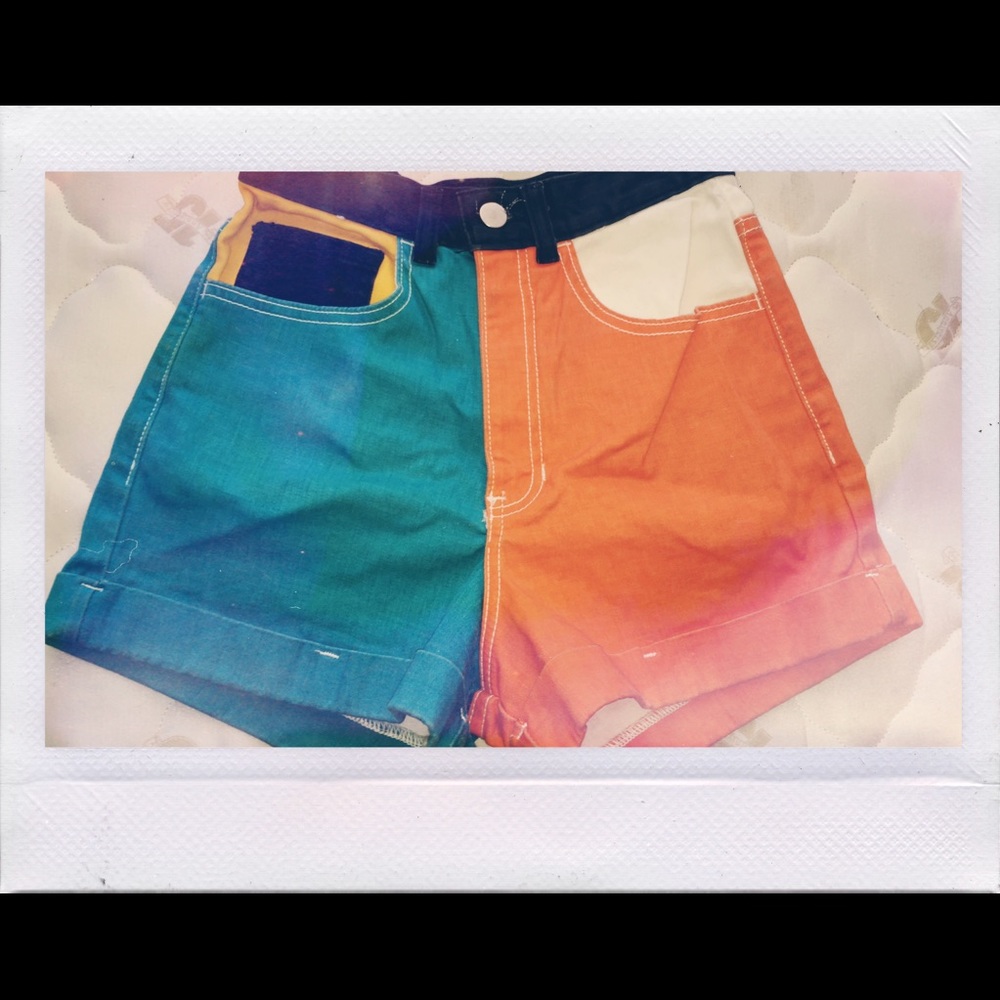 American apparel retro color block shorts