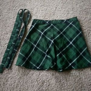 🔵Green plaid skirt