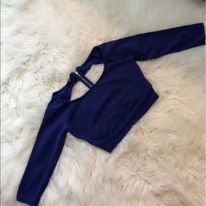 Bebe crop top.  Cut out back