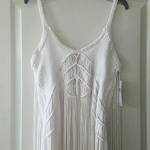NWT Maxi Dress with crochet & Fringe