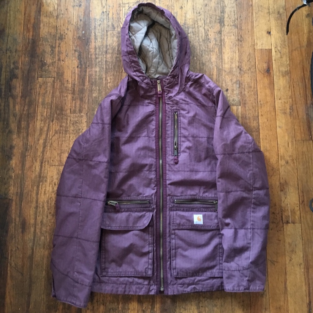 Purple Carhartt jacket with hood