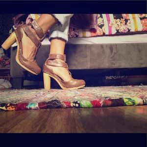 Brown wooden heels