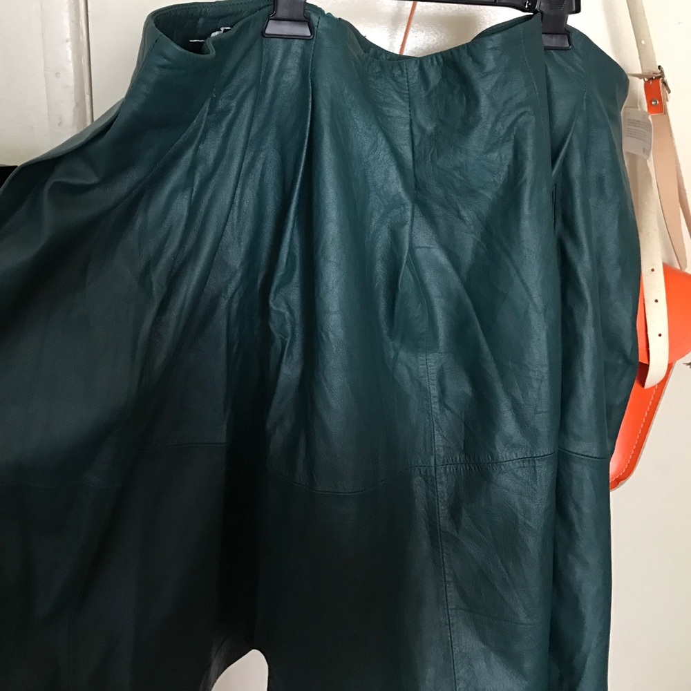 Real genuine leather skirt in green or blue