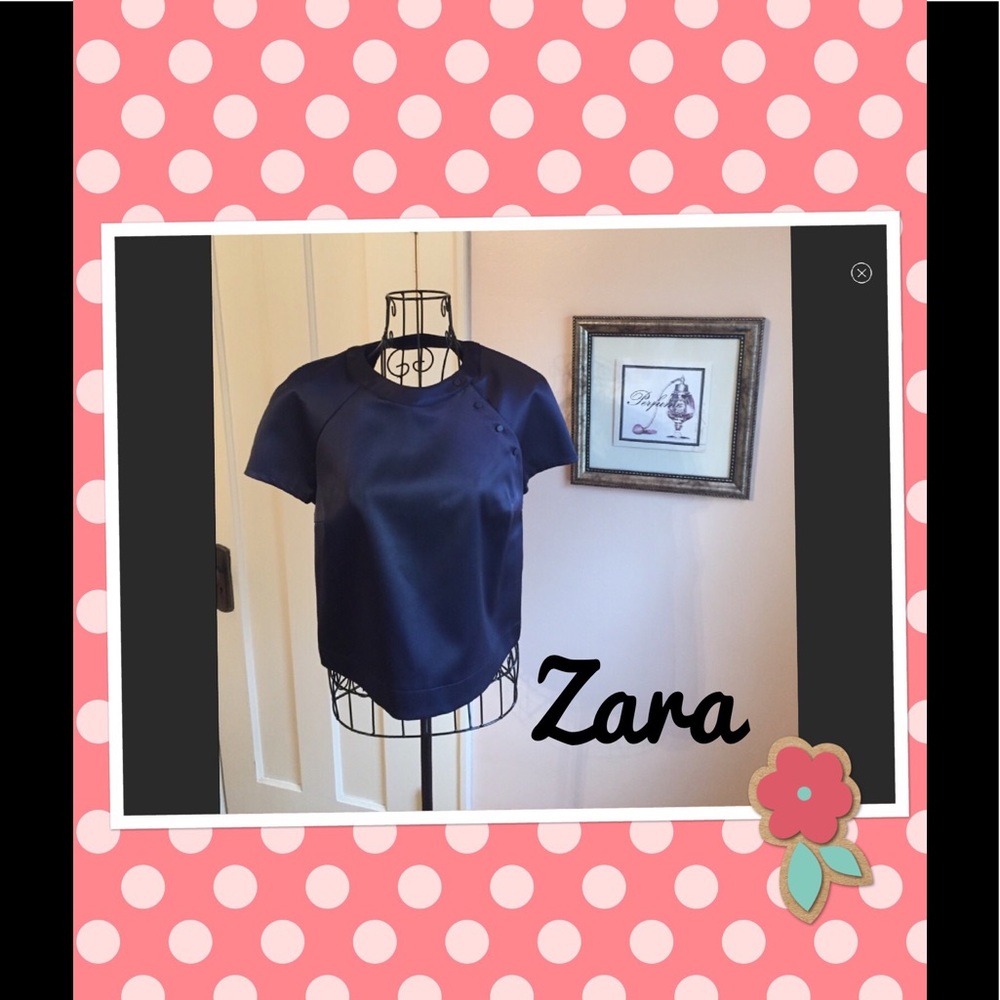 😍Zara Blue Satin Crop Top