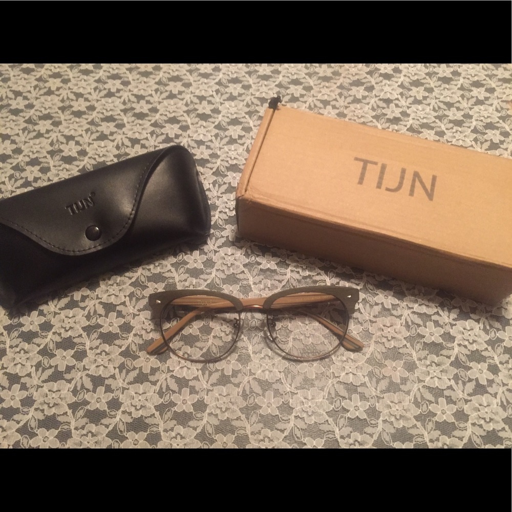 TIJN Woodgrain Clubmaster Glasses