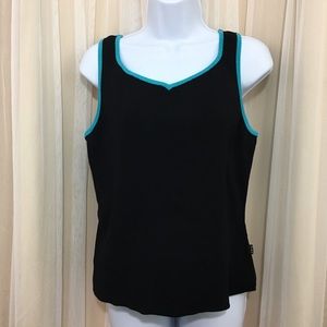 BCBG Max Azria Black/Turquoise Sleeveless Blouse