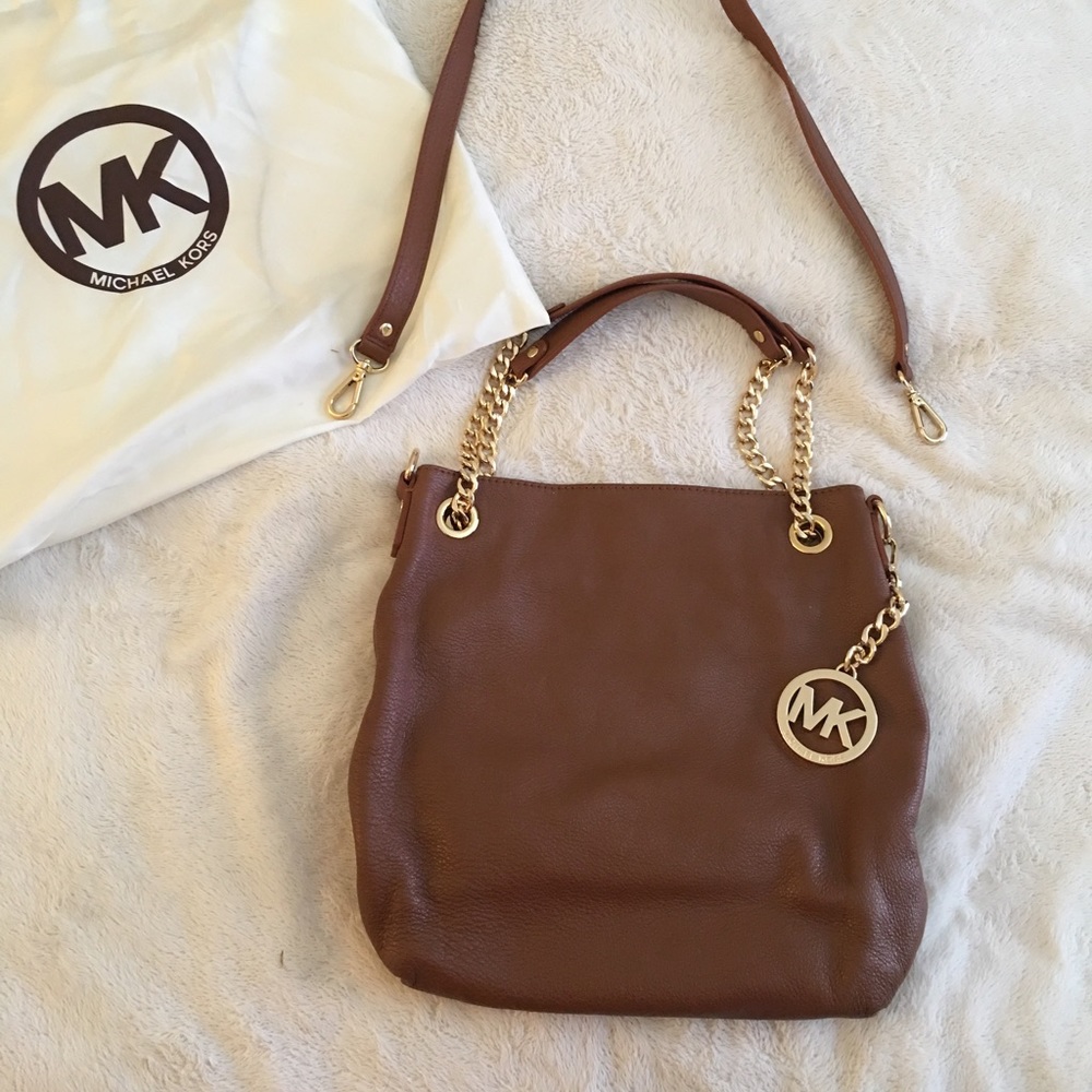 Authentic Michael Kors tobacco brown shoulder bag