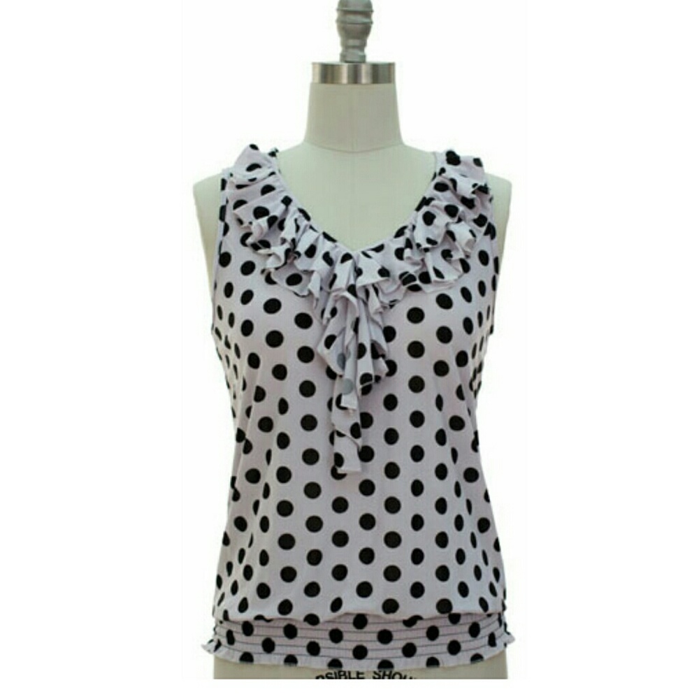 SALE!! NWT White Polka Dot Ruffle Top