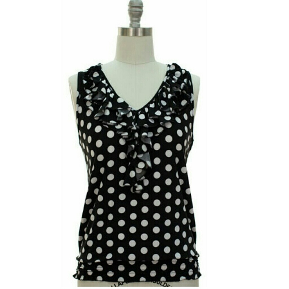 SALE!! NWT Black Polka Dot Ruffle Top