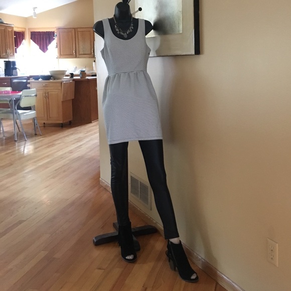 Candies, black/white pinstripe dress. Sexy back. - Picture 2 of 8