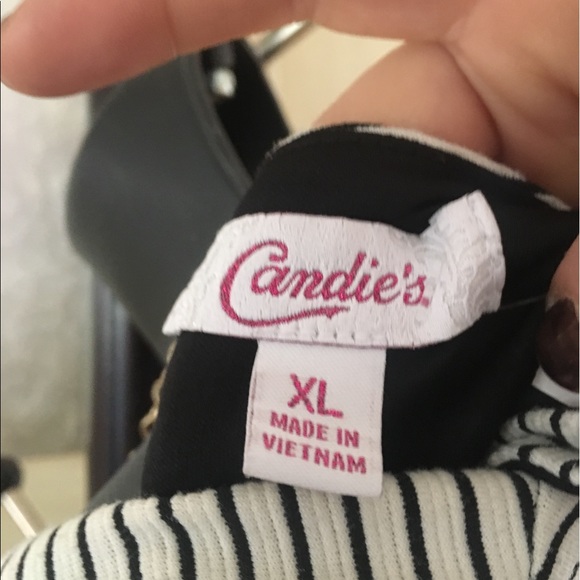 Candies, black/white pinstripe dress. Sexy back. - Picture 8 of 8