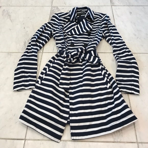 Express Navy and white striped trench coat! 💦🌸🌷 - Picture 2 of 6