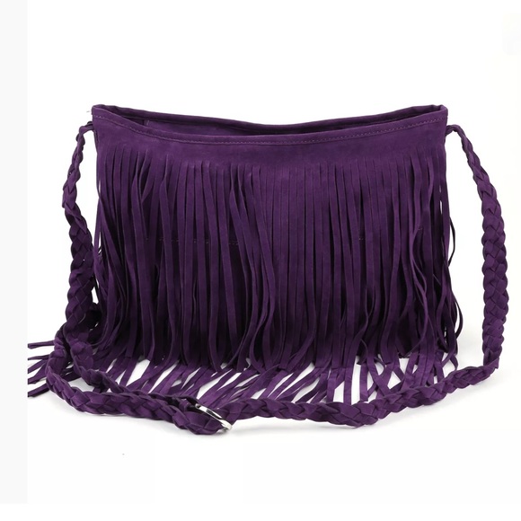 Handbags - 💕Purple Faux Suede Fringe Crossbody💕