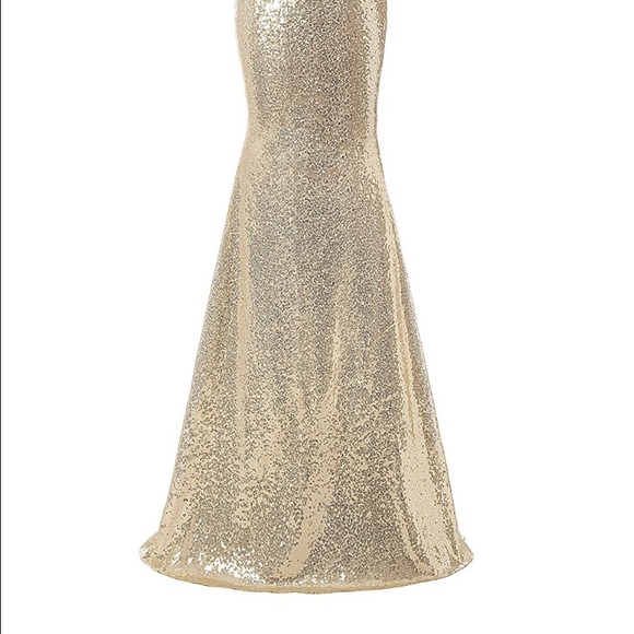 !!!SALE Gold Champaign long sequin dress Prom/form - Picture 2 of 5