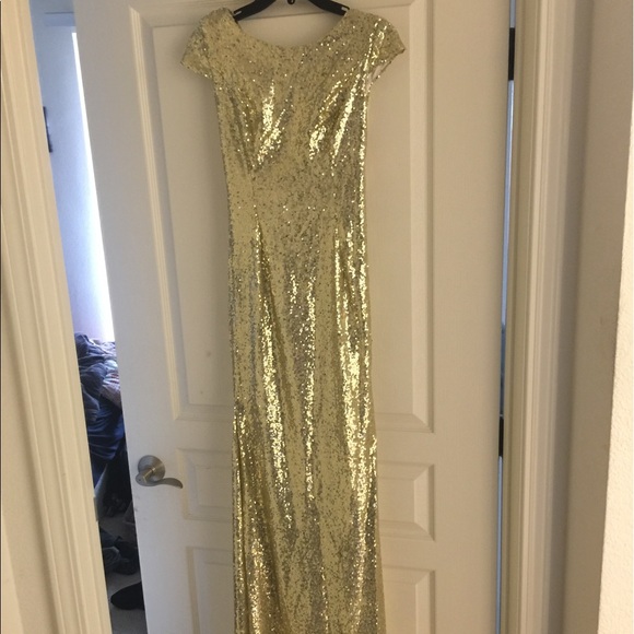 !!!SALE Gold Champaign long sequin dress Prom/form - Picture 4 of 5