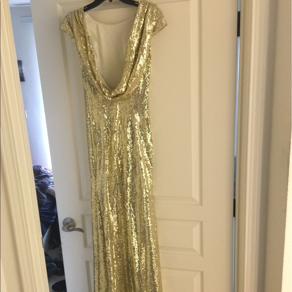!!!SALE Gold Champaign long sequin dress Prom/form - Picture 5 of 5