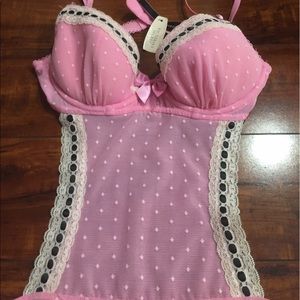 Victoria Secrets Sexy Pink Lace Apron 2 piece set