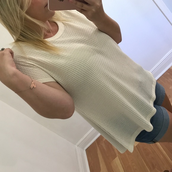 LAST - Ivory "go to" waffle knit tee - Picture 2 of 5
