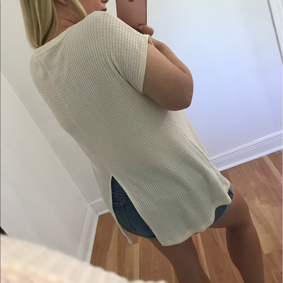 LAST - Ivory "go to" waffle knit tee - Picture 4 of 5