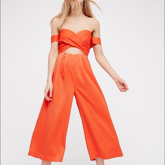 free people orange jumpsuit